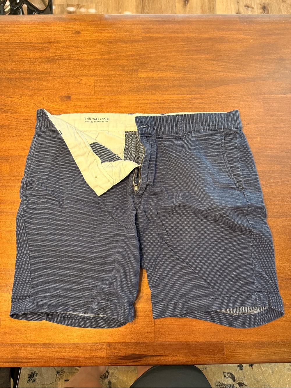 Frank & Oak Navy Textured Flat-Front Men’s Shorts